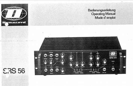 Dynacord SRS 56 Stereo Reverb/Delay - Manual