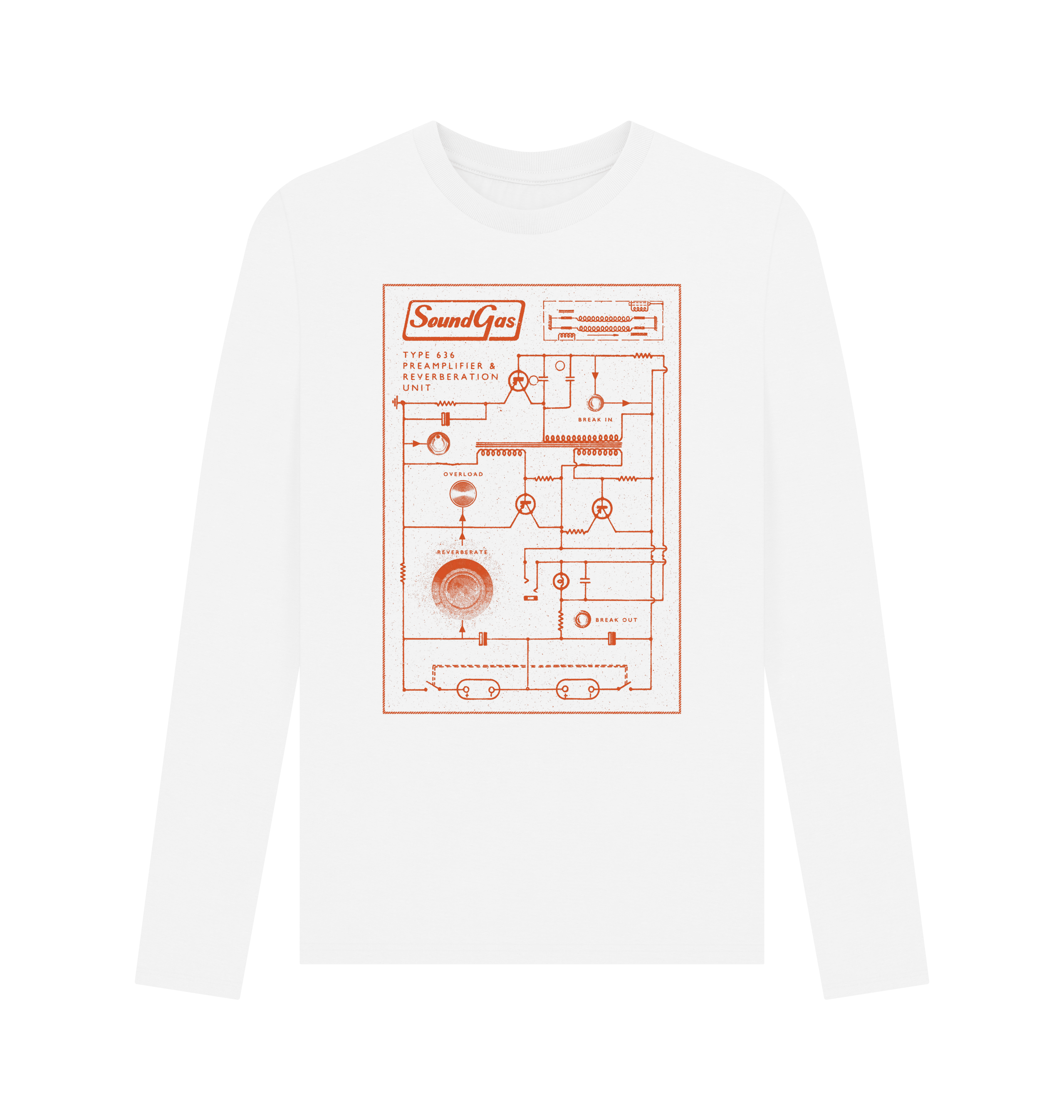 White Printed Long Sleeve T Shirt Front