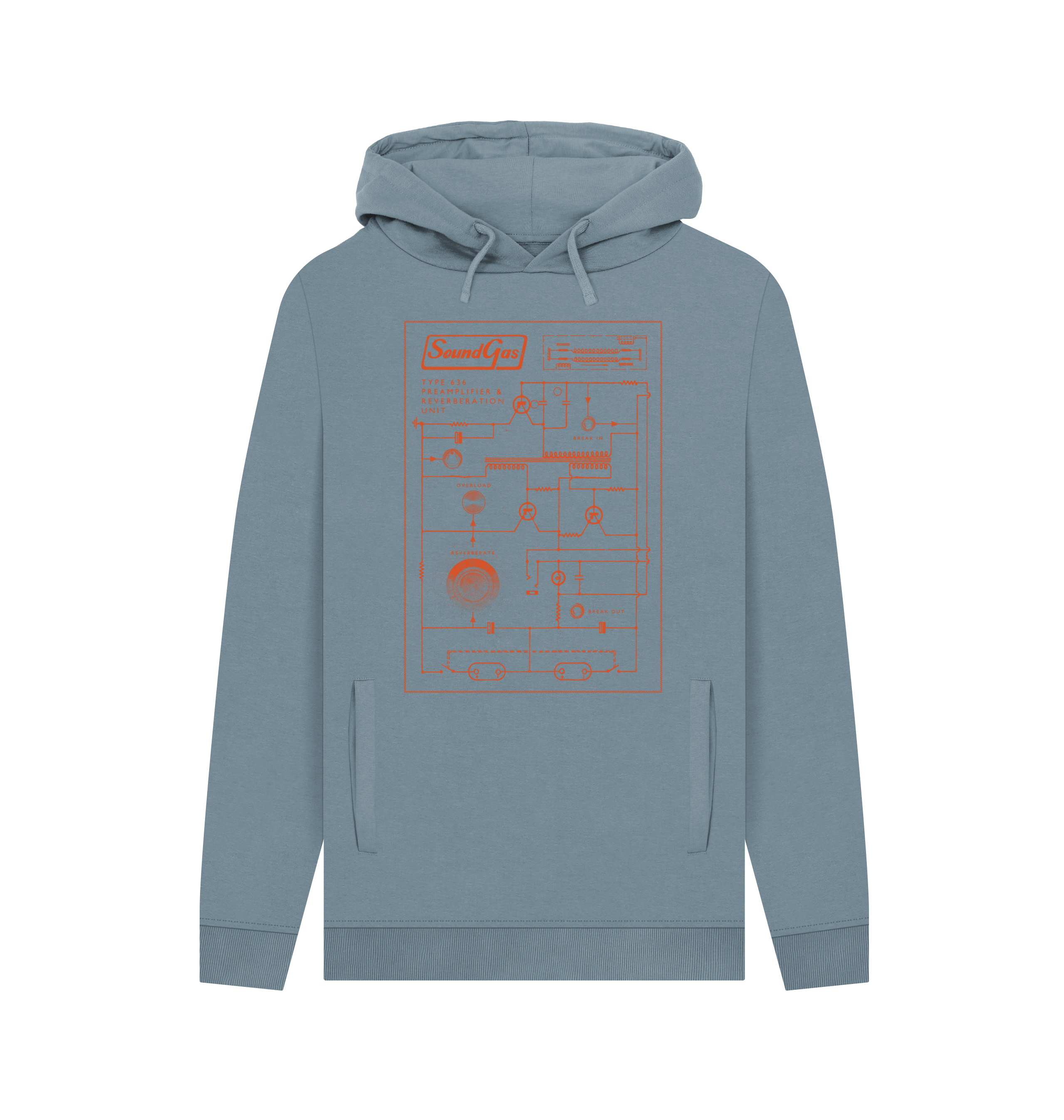 Stone Blue Printed Hoody Front