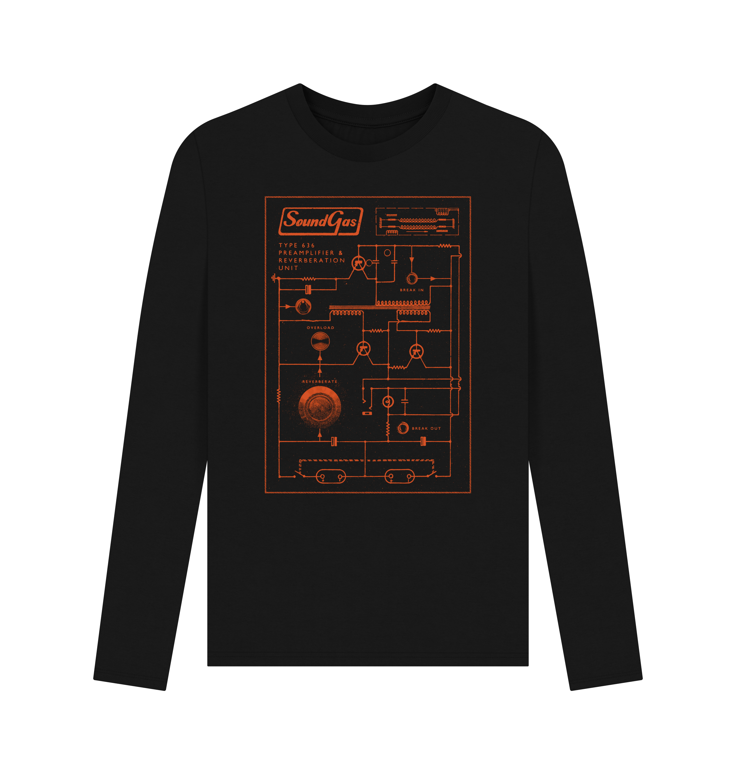 Black Printed Long Sleeve T Shirt Front