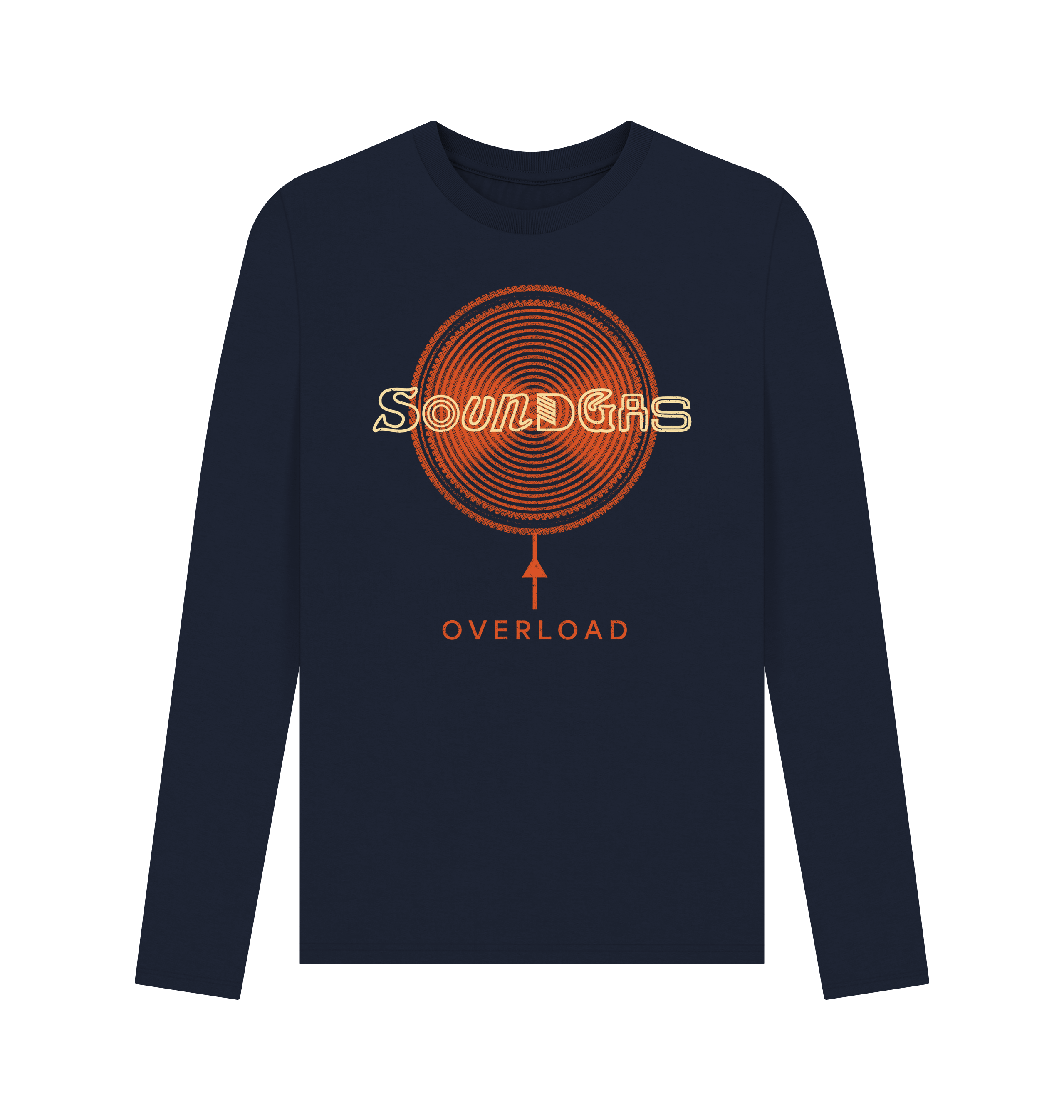 Navy Blue Printed Long Sleeve T Shirt Front
