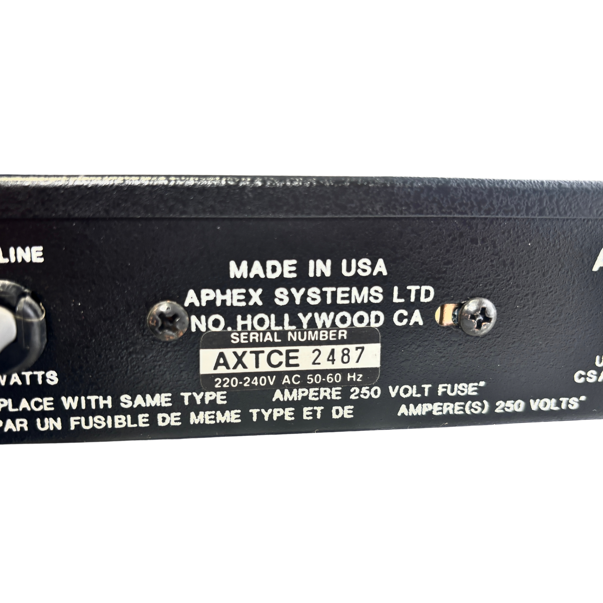 Aphex Systems Aural Exciter 103 - SN 2487 serial plate