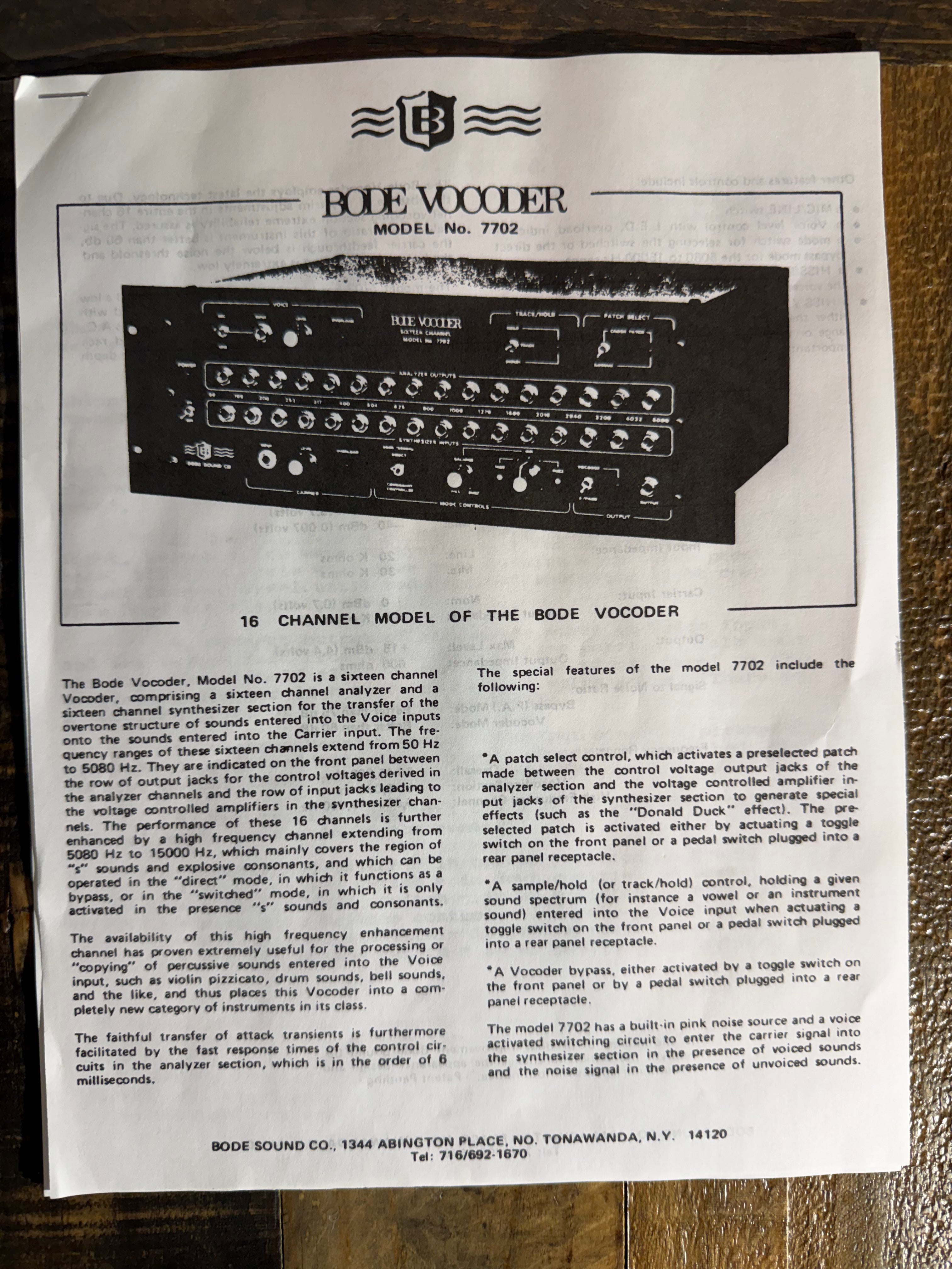 Bode Vocoder model V-7701