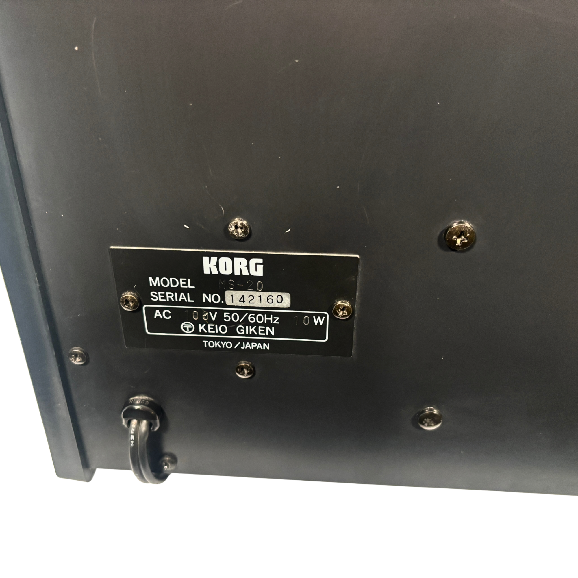 Korg MS-20 (Cased) - SN 142160 serial plate