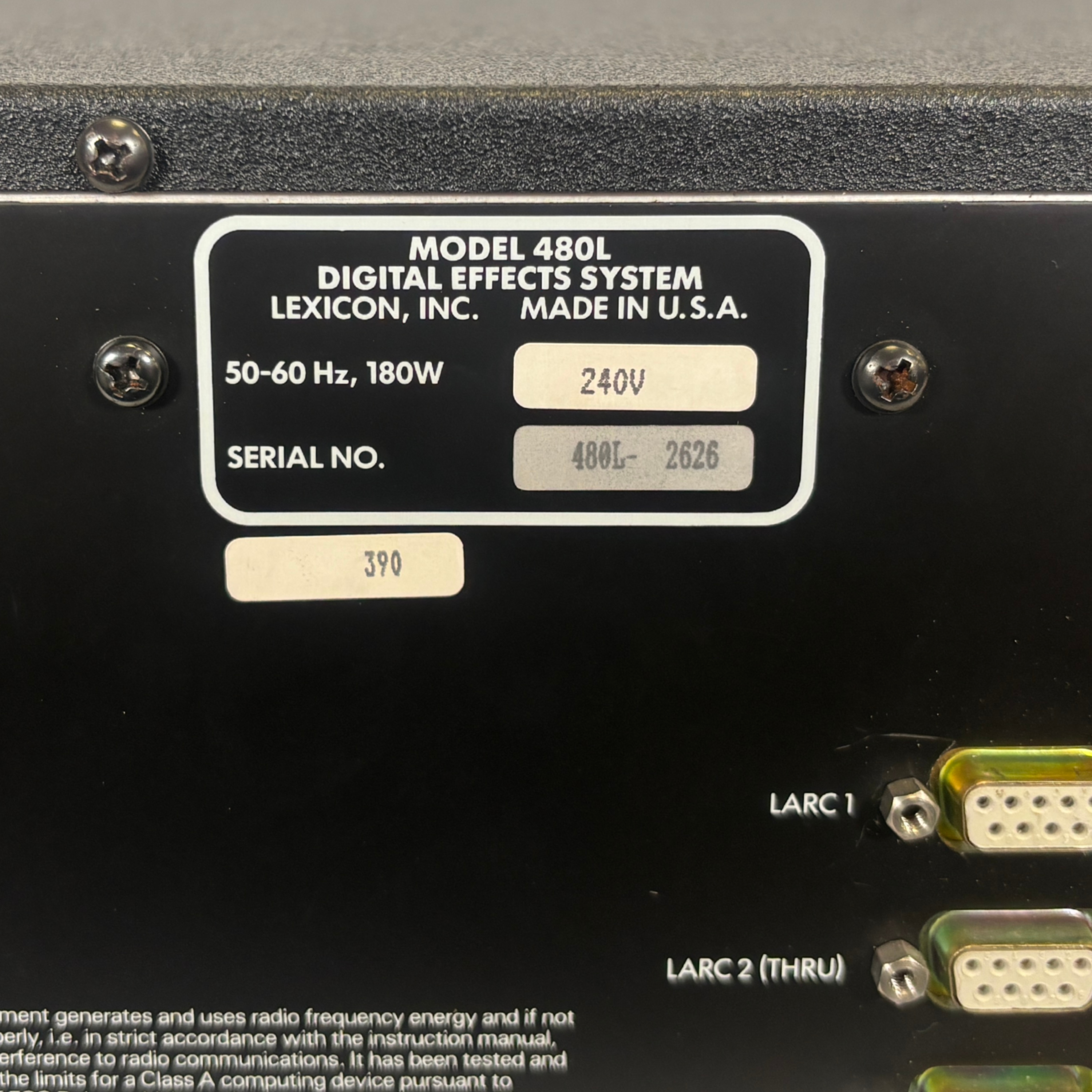 Lexicon 480L Remote Control  serial plate