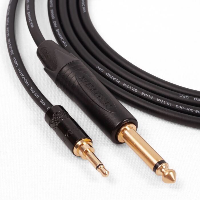 Mono Mini Jack to TS Jack Lead. Neutrik Rean Van Damme Black Gold Connectors