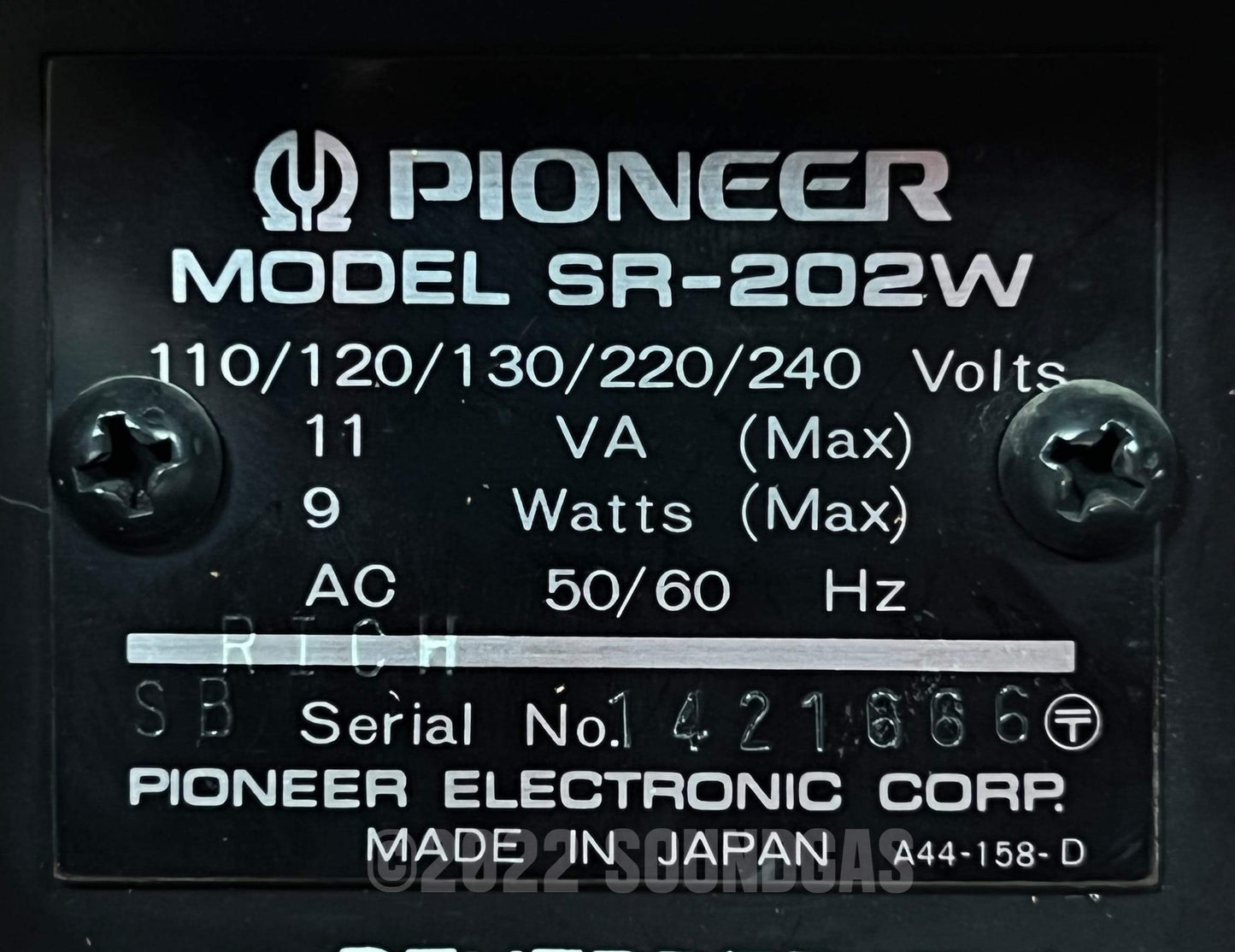 Pioneer SR-202W - 1/4" Jack Modded