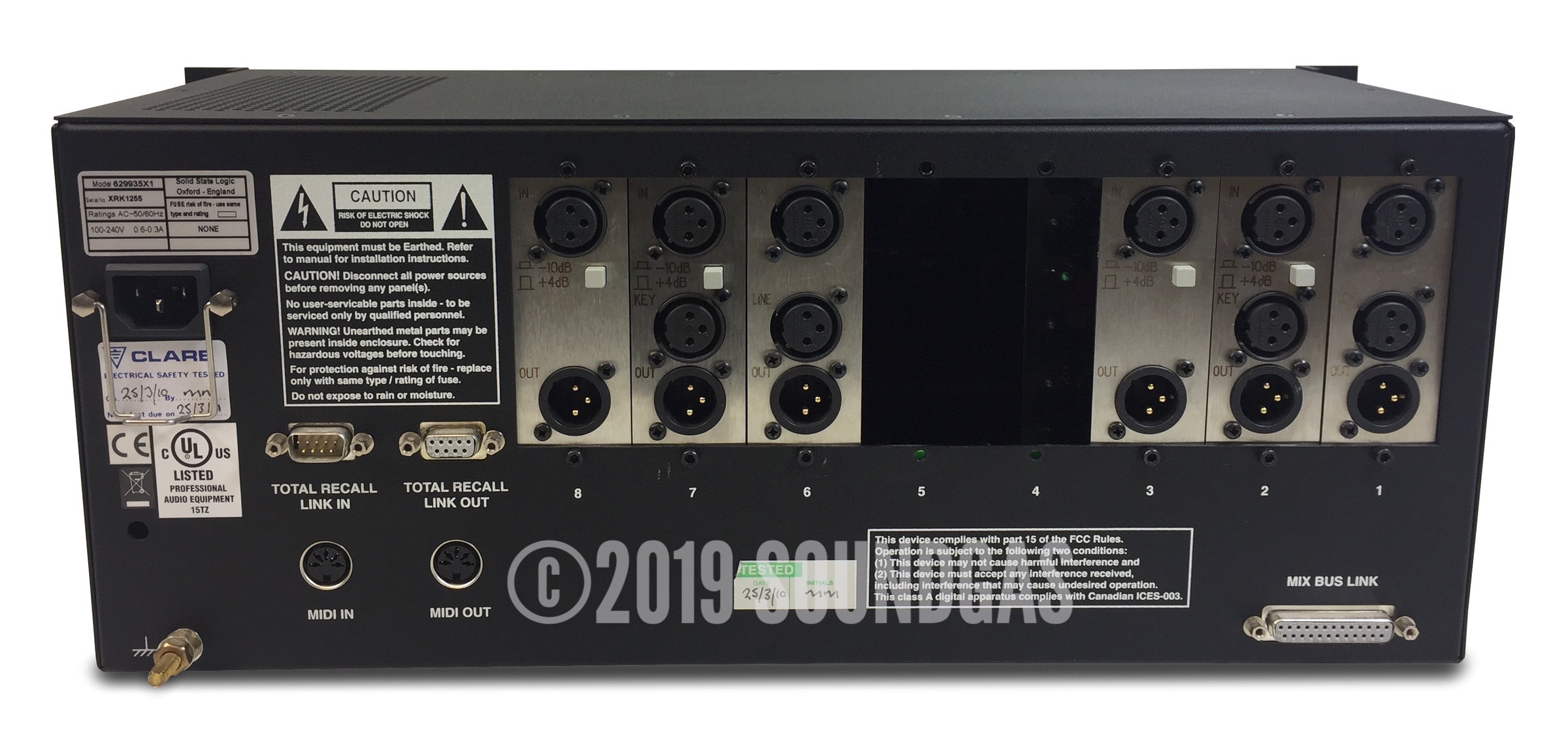 SSL X-Rack: 2x EQ XR425/ 2 x Dynamics XR418/ 2 x Mic Amp XR621 ...