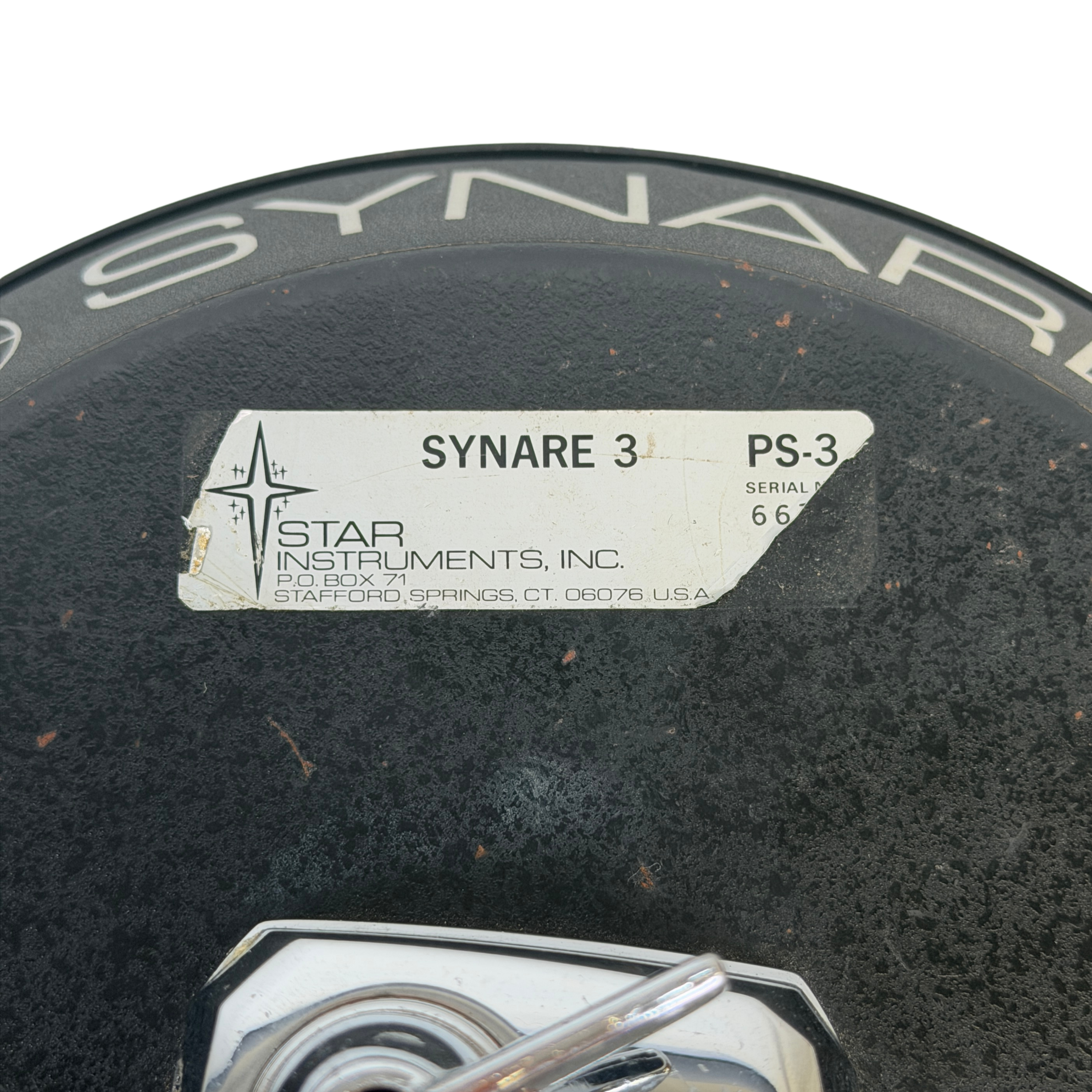 Close-up of a black Synare 3 PS-3 speaker driver from Star Instruments, Inc., showing the brand label and part numbers on a white background.