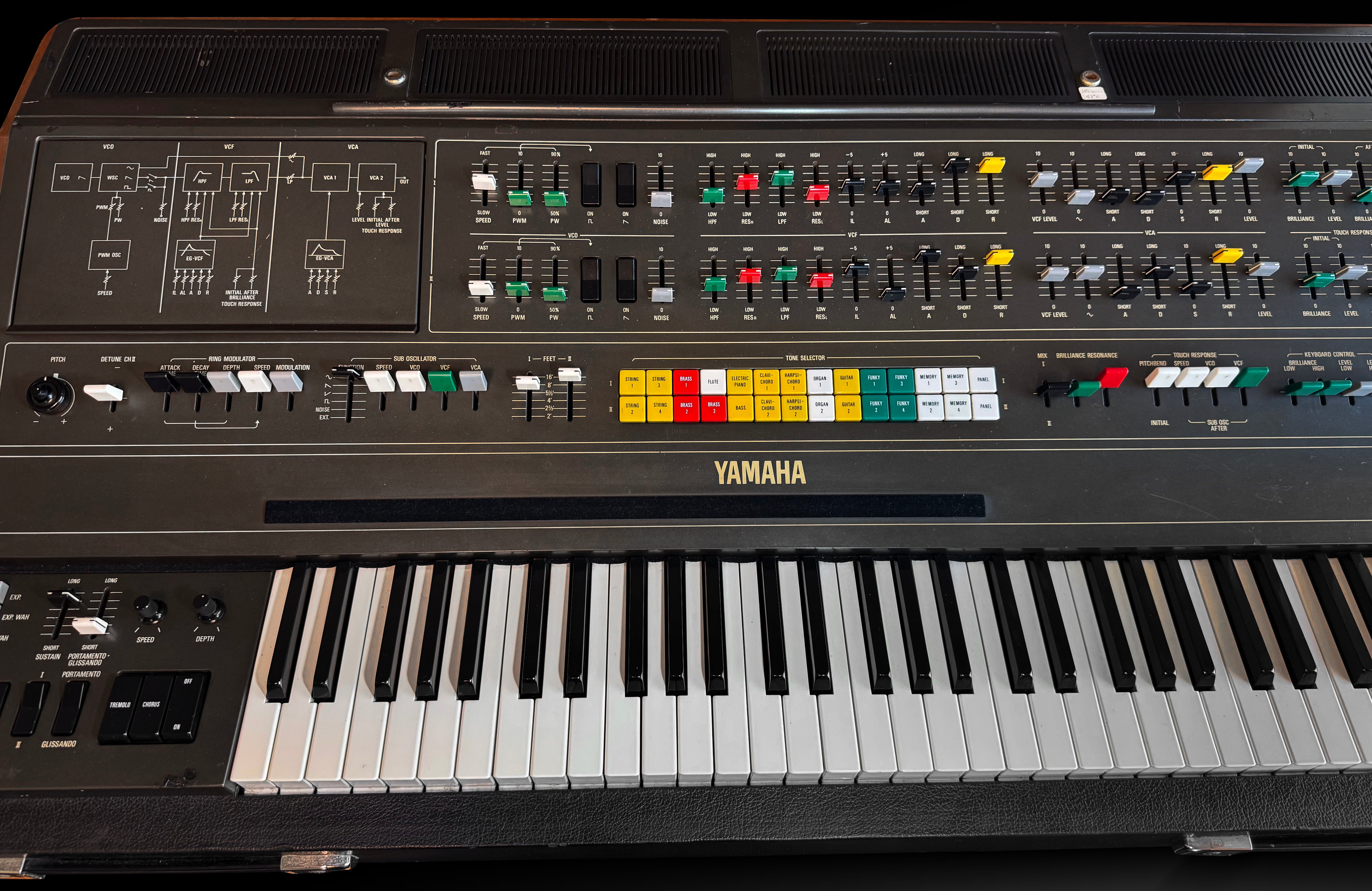 Yamaha keyboard with control panel on a white background