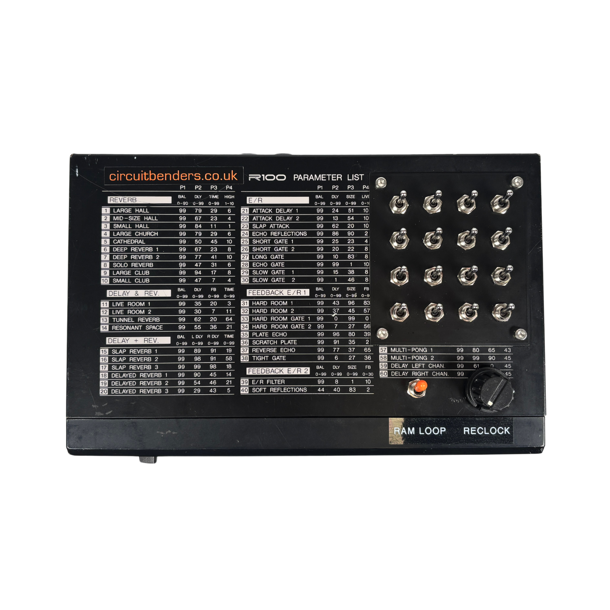 Yamaha R100 Reverb Processor Circuitbent - SN OO01284 top
