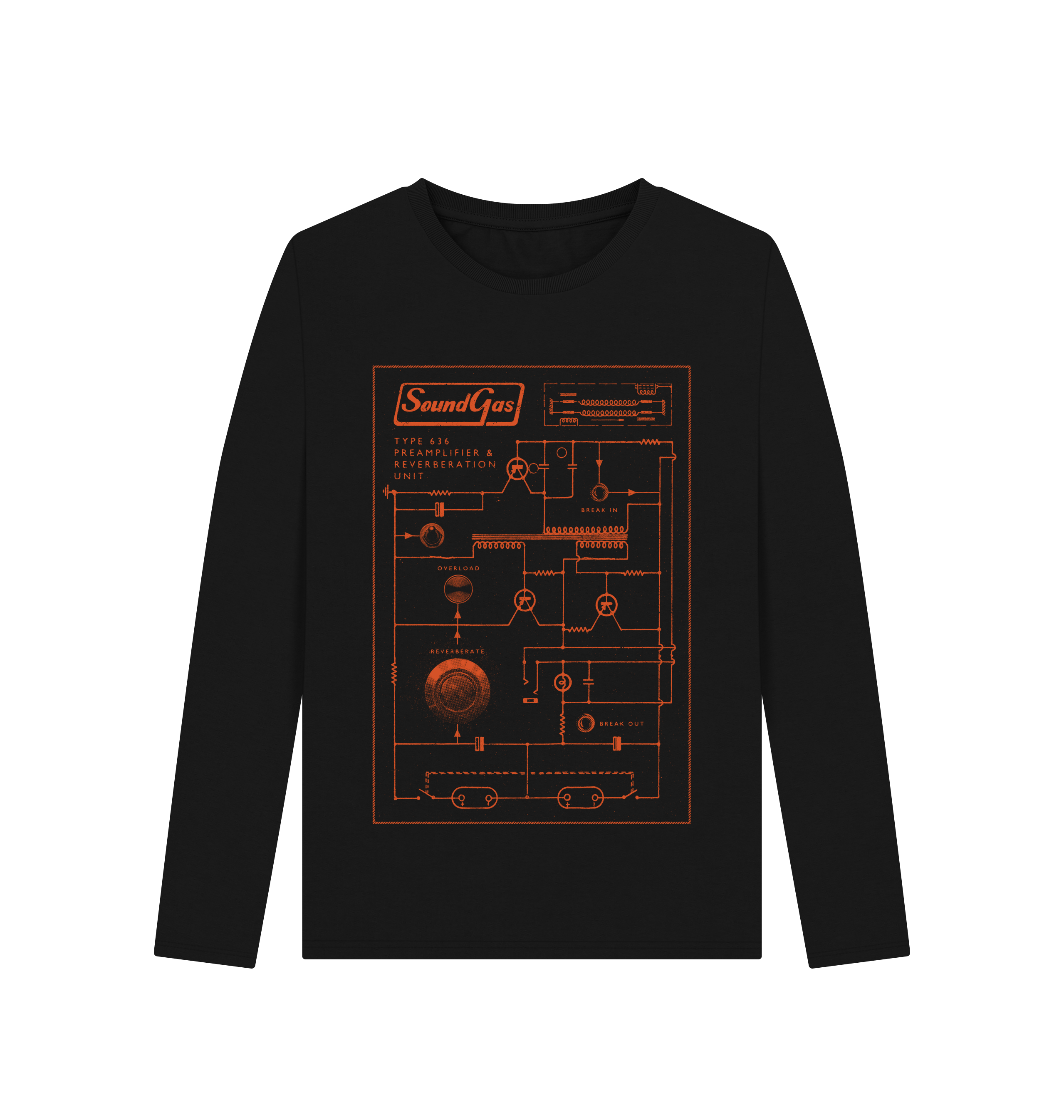 Black Printed Long Sleeve T Shirt Front