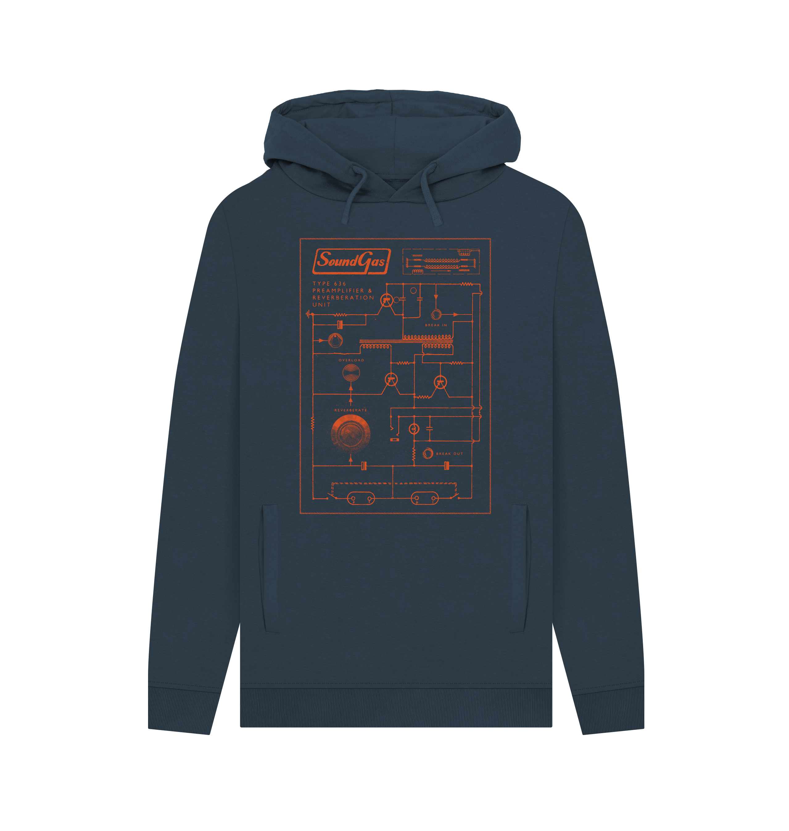 Navy Printed Hoody Front