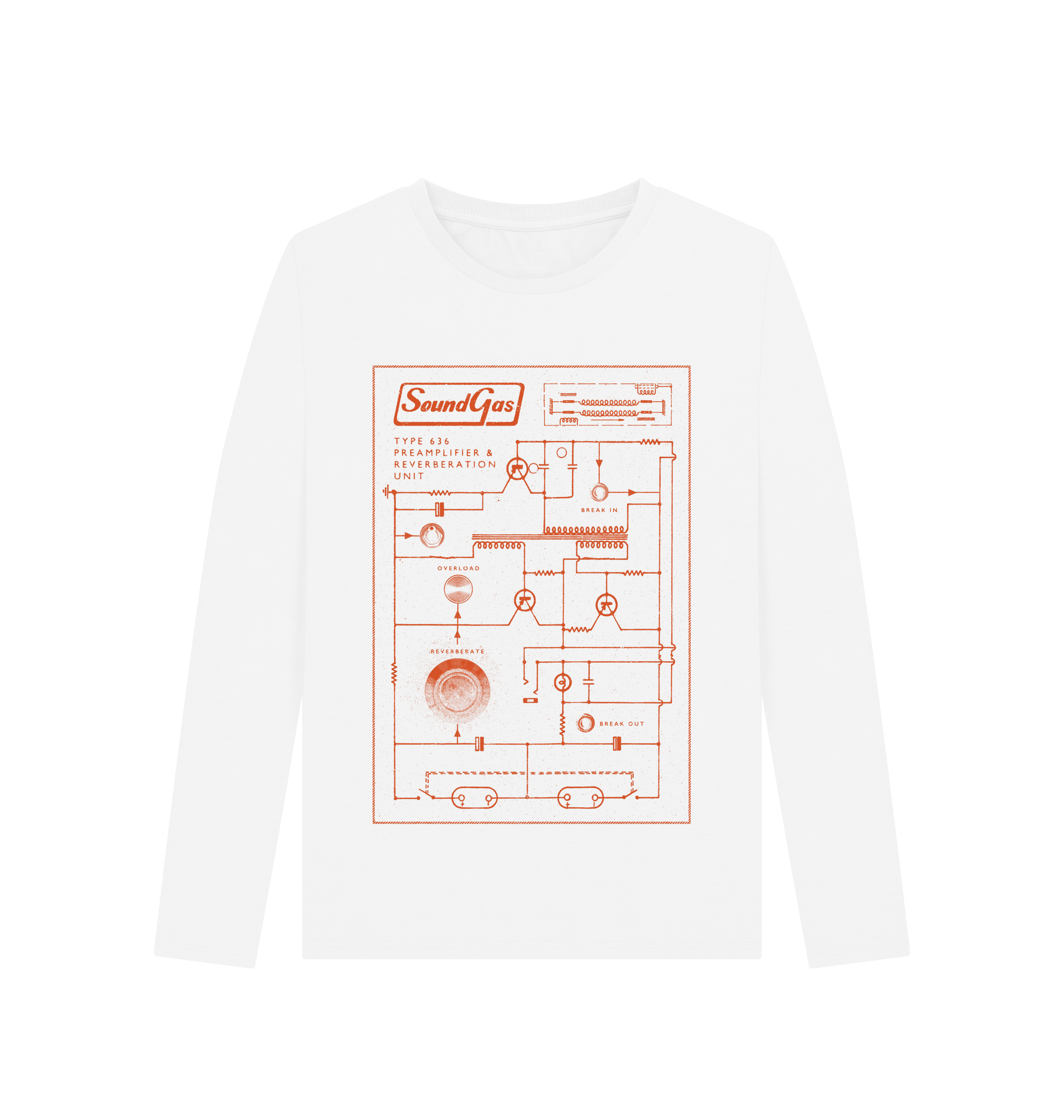 White Printed Long Sleeve T Shirt Front