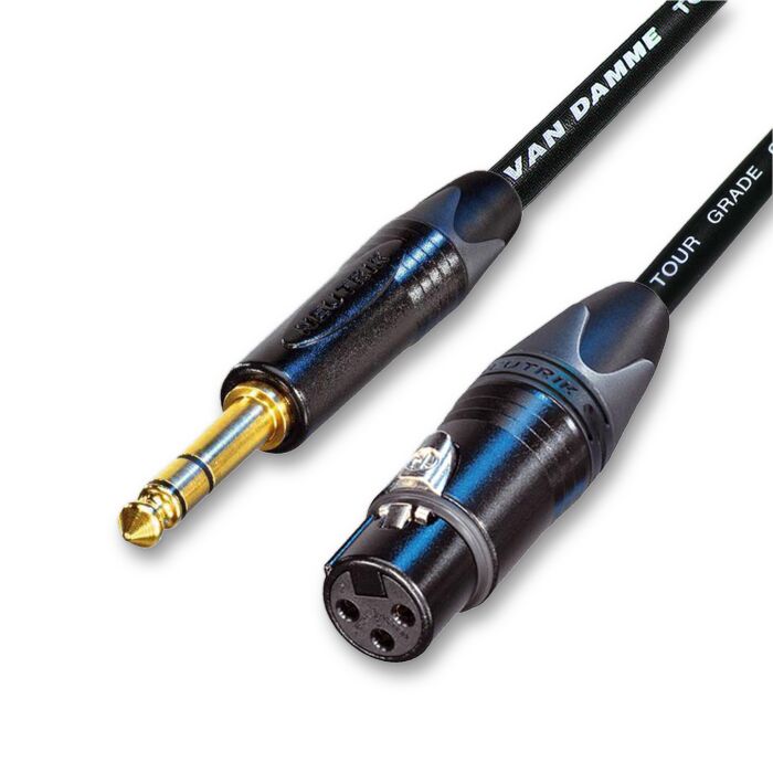 GOLD Female XLR to TRS Jack Lead. Balanced Van Damme Mic Cable