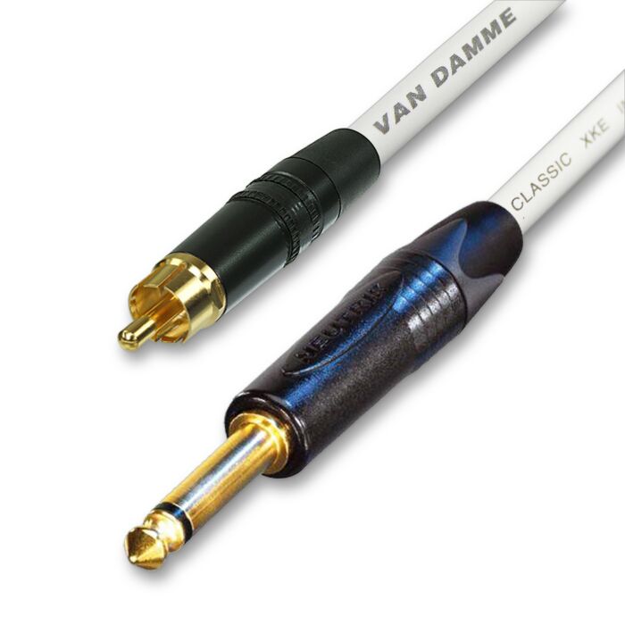Single Gold Plated RCA to Mono Jack Lead. Flexible Van Damme Cable