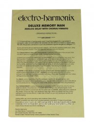 Electro-Harmonix Deluxe Memory Man manual