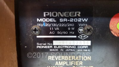 Pioneer SR-202W - 240v 1/4" Jack Modded
